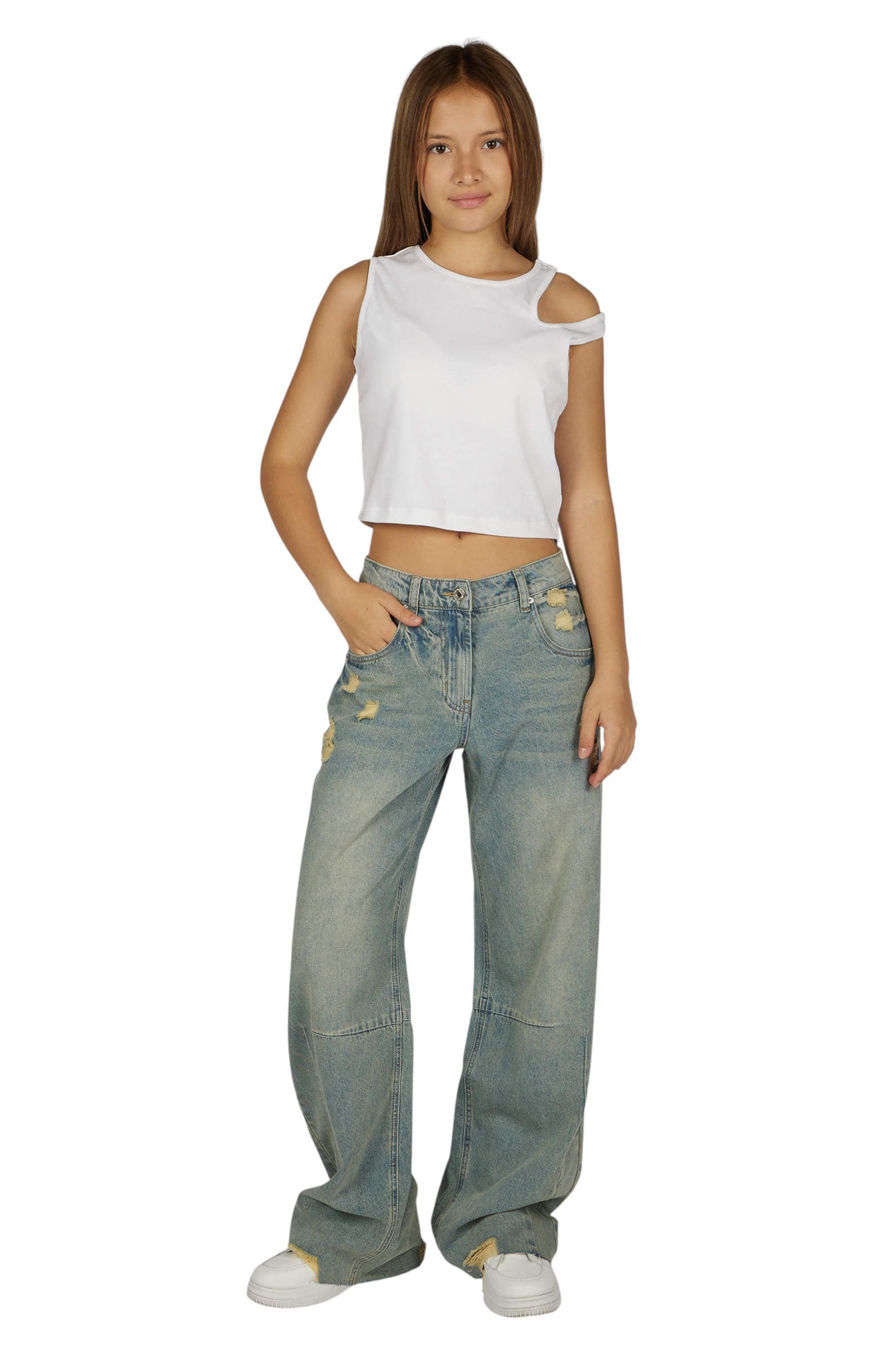 Майка дев.АРТ.G-TS26035,бел,хл-эл