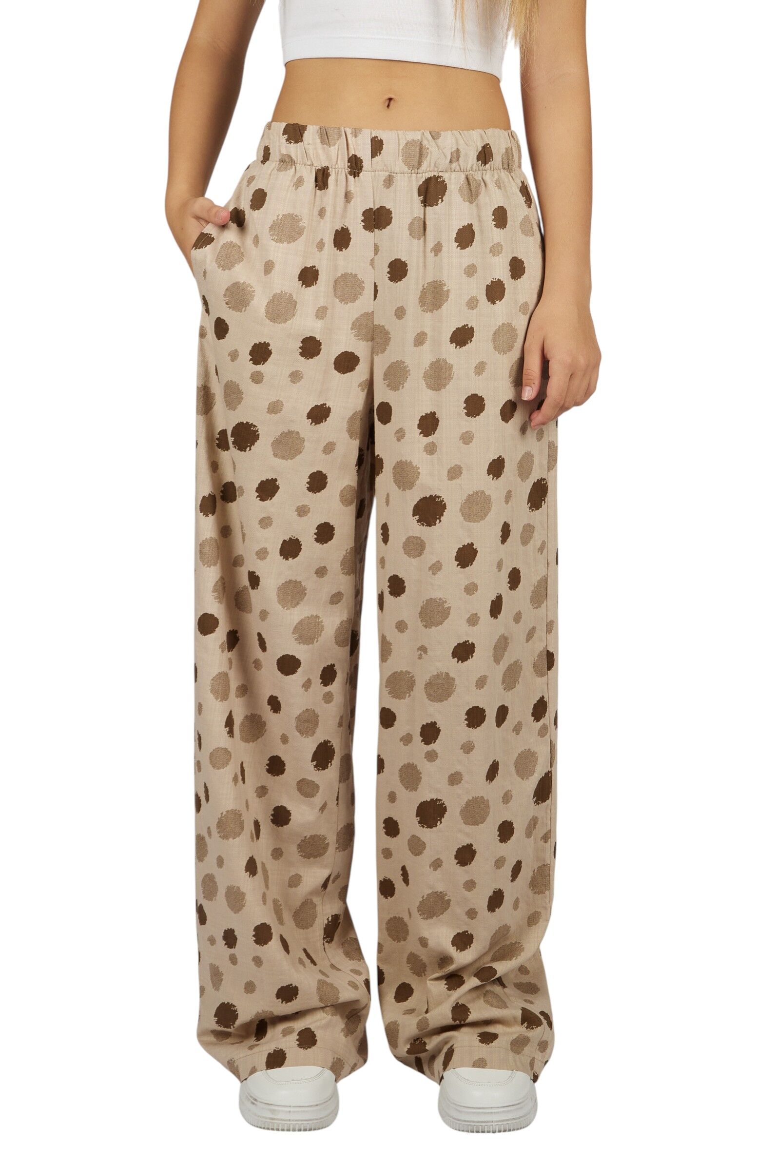 Брюки дев. АРТ.G-TR26095F,беж-кор,хл