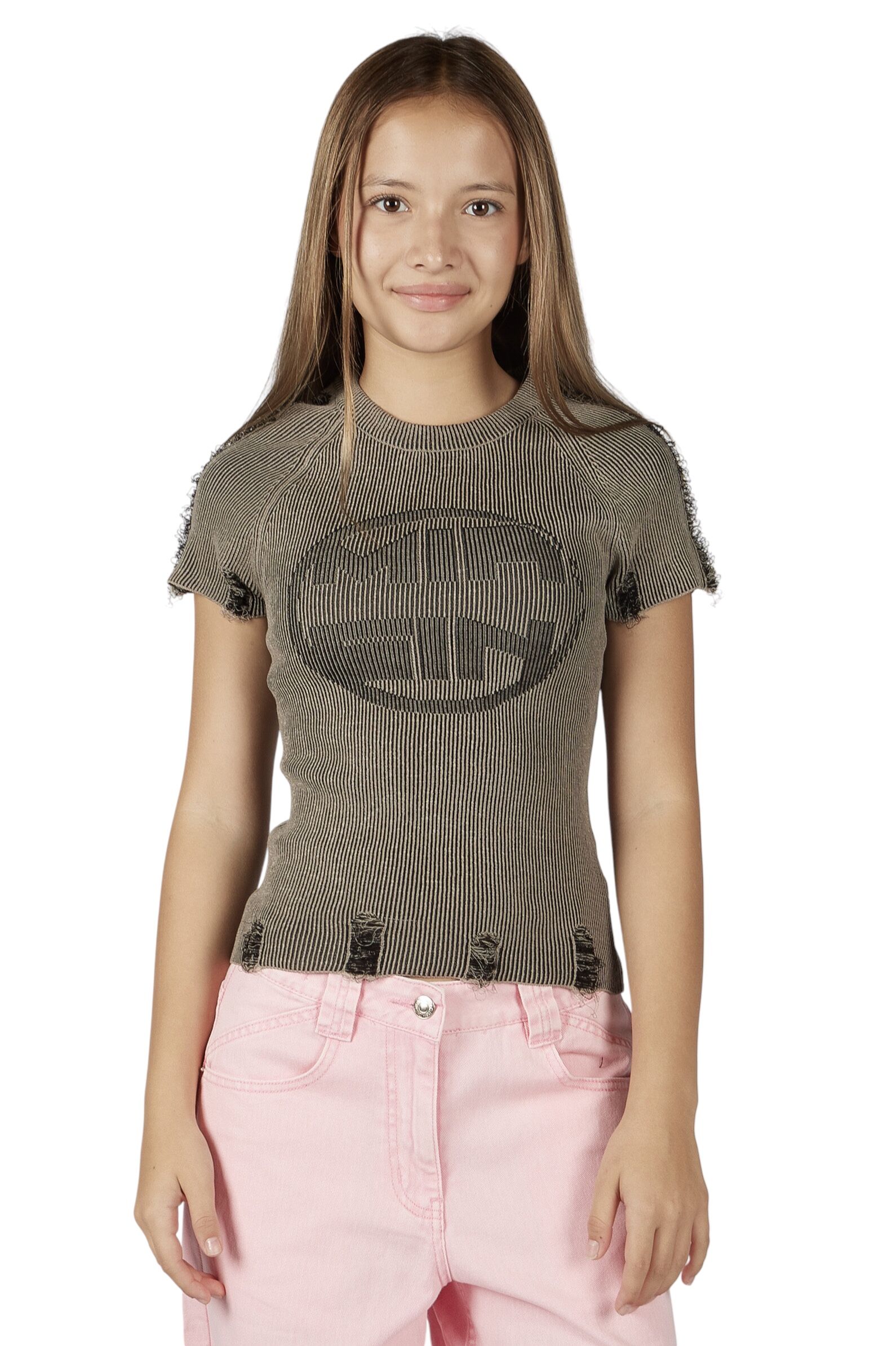 Футболка дев. АРТ.G-TS26003,сер-чер,хл-эл