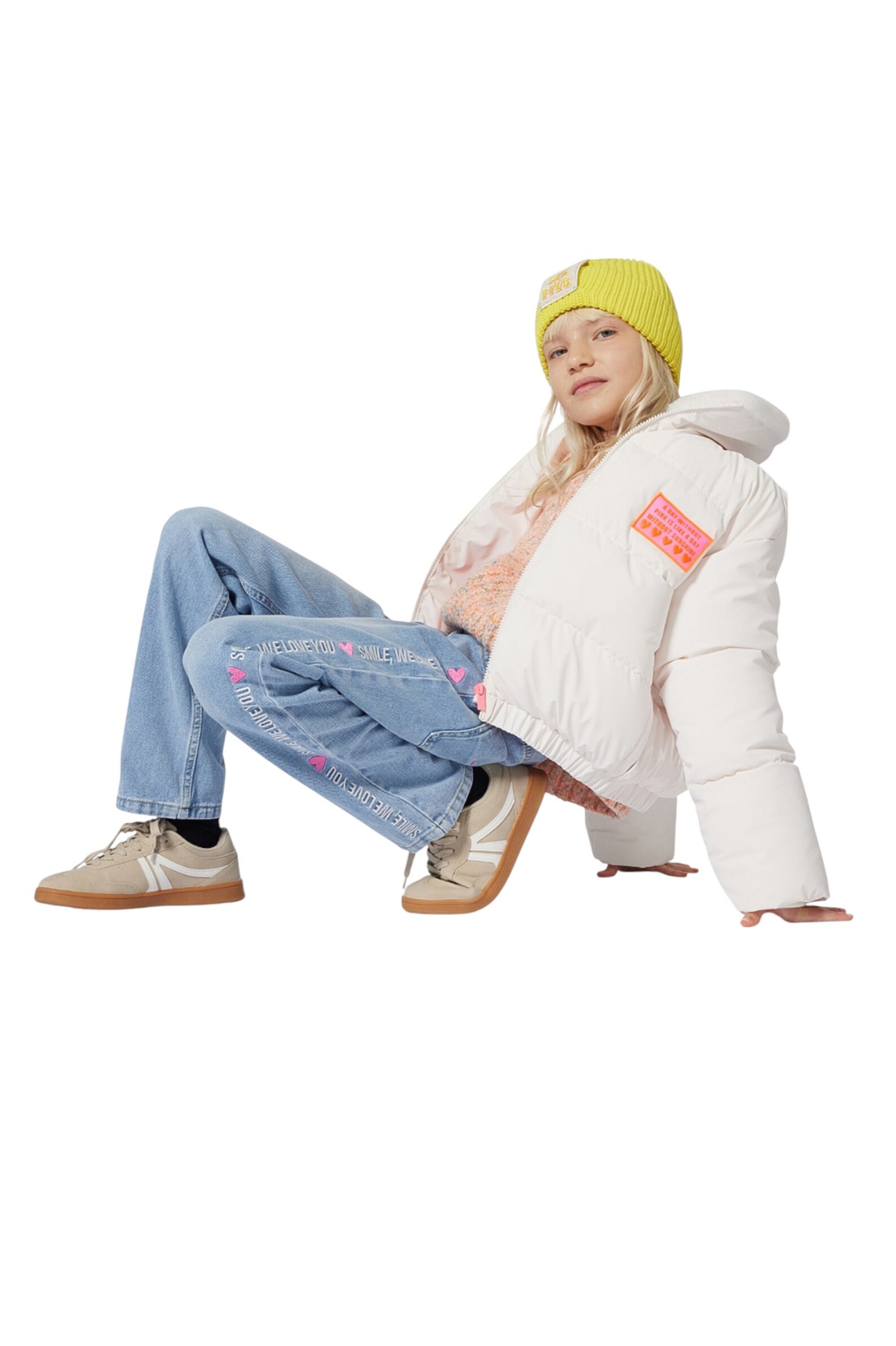 Куртка дев. АРТ.U21209/121,бел,пэ/пэ