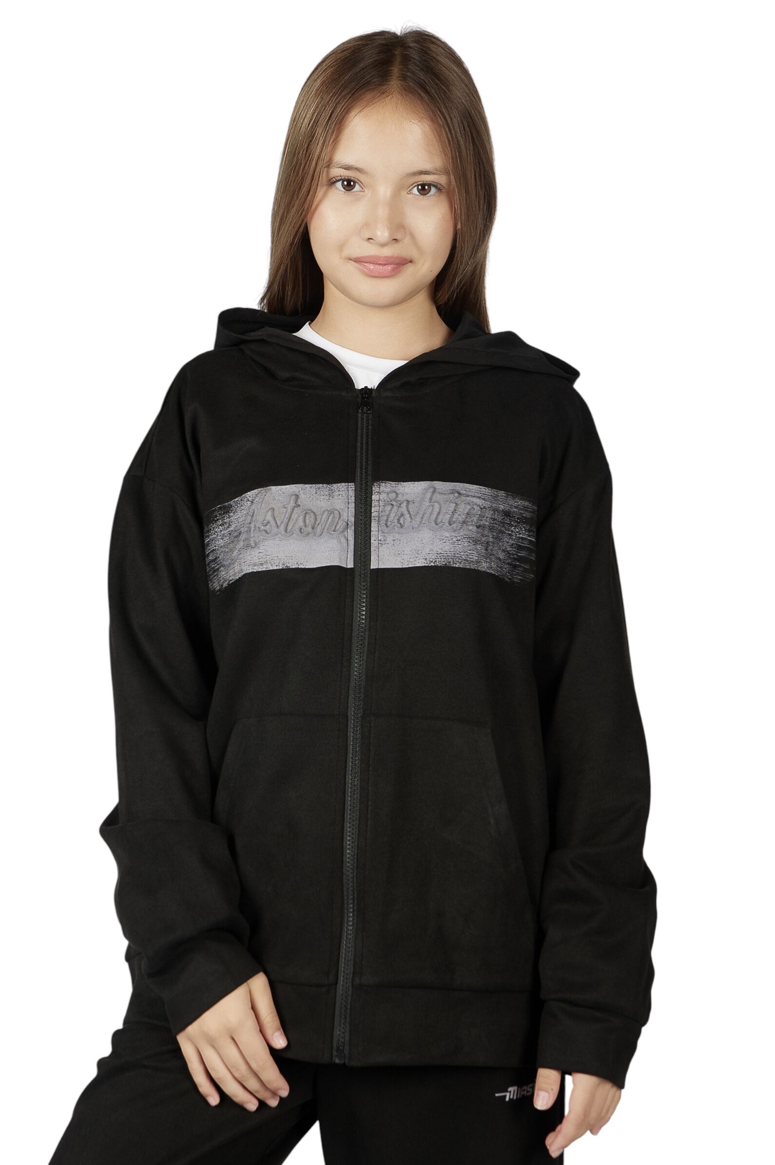 Толстовка дев.АРТ.G-HDZ26019,чер,вис-эл